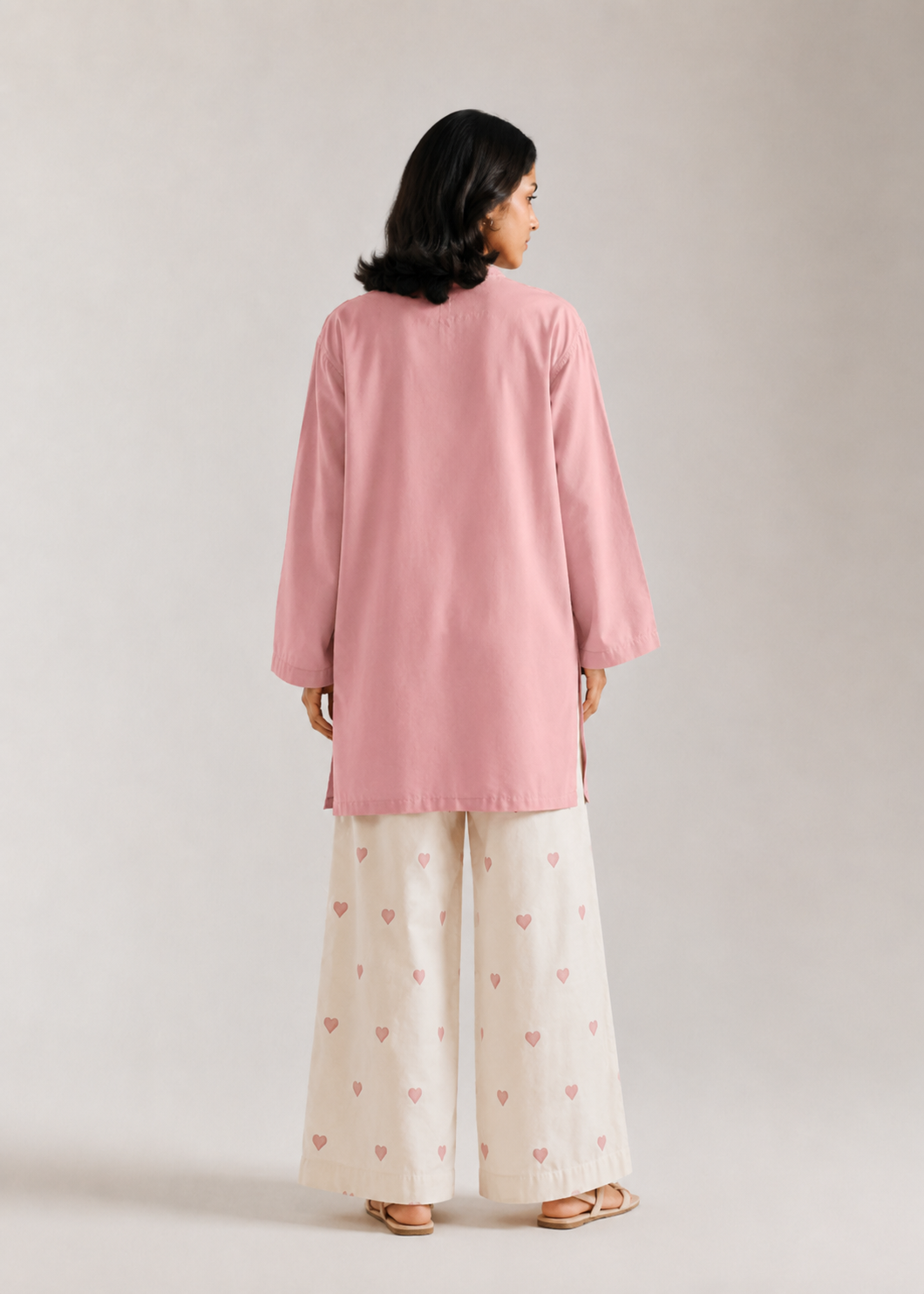 Pink Heart Pure Cotton Farshi Coord Set