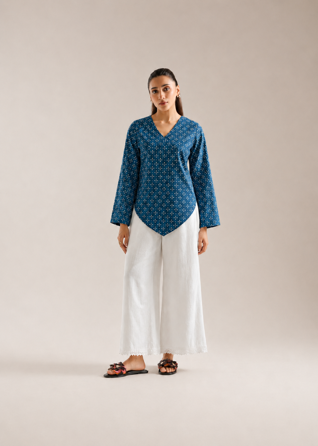 Indigo Motif Backless Co-ord Set