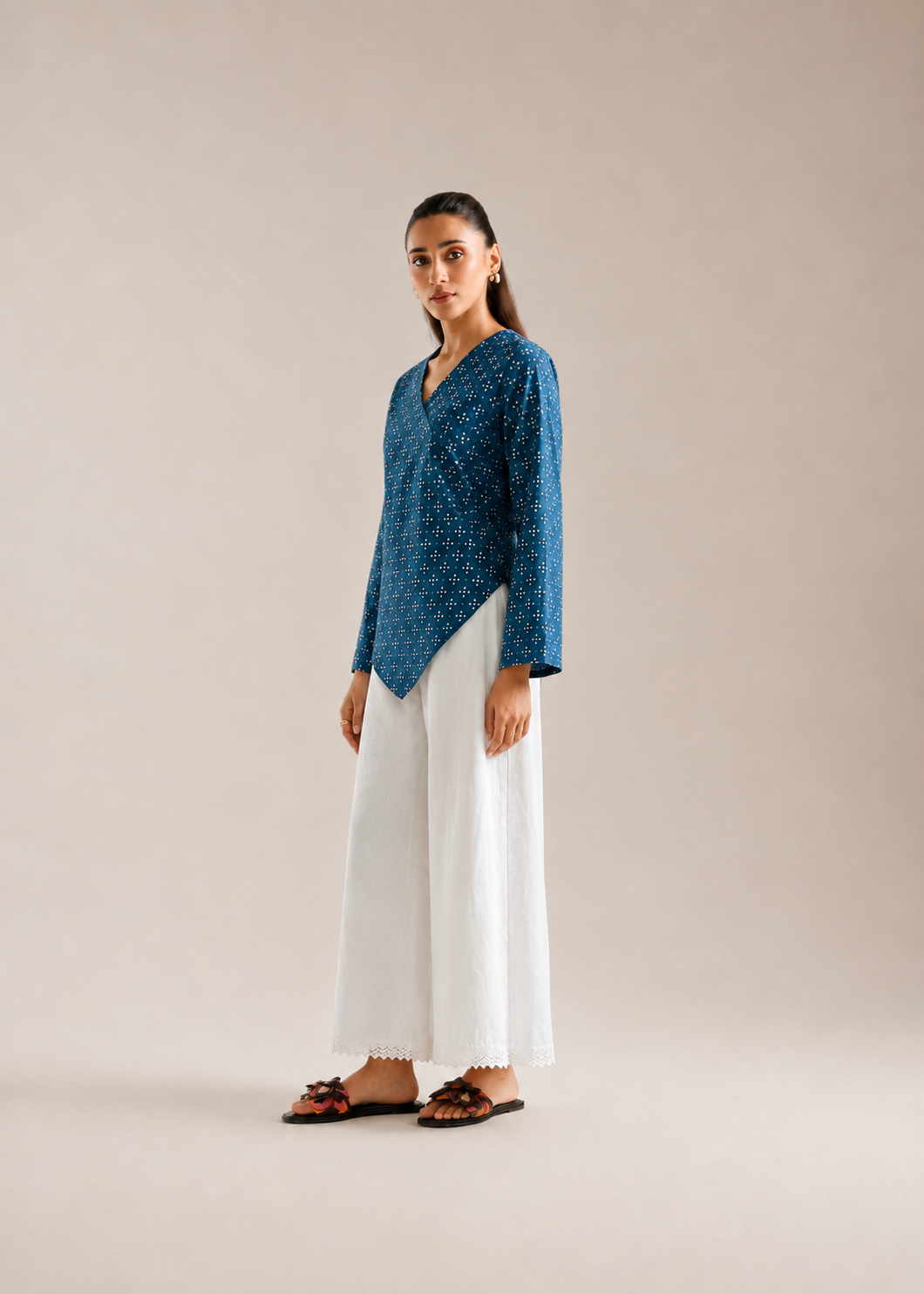 Indigo Motif Backless Co-ord Set