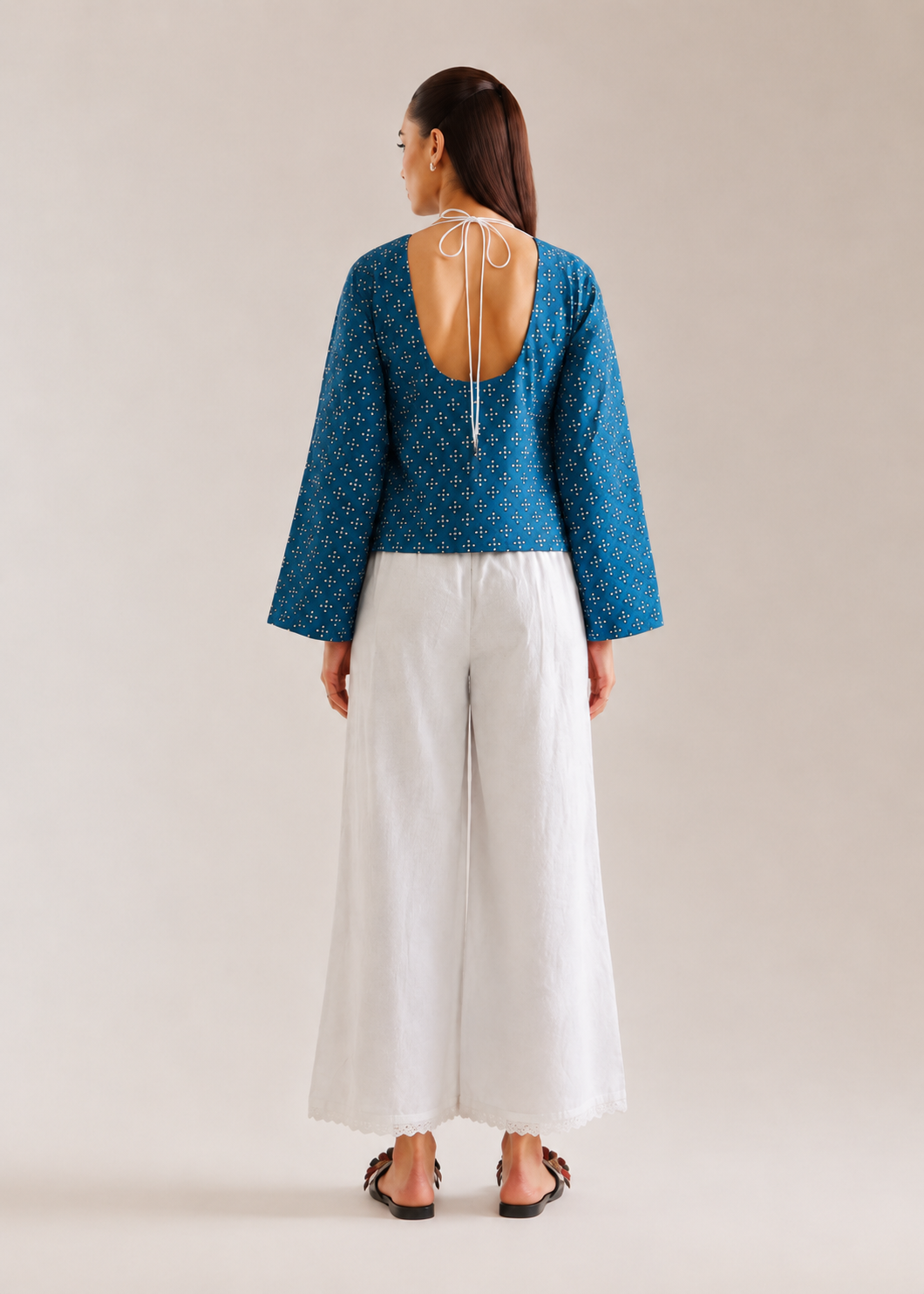 Indigo Motif Backless Co-ord Set