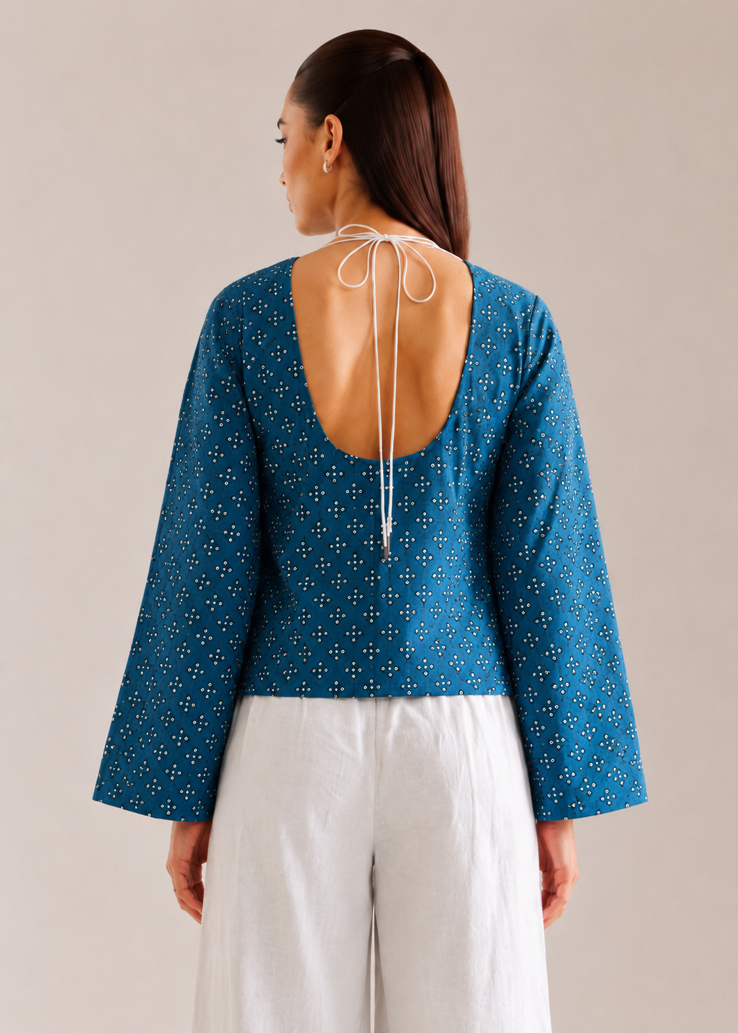 Indigo Motif Backless Co-ord Set