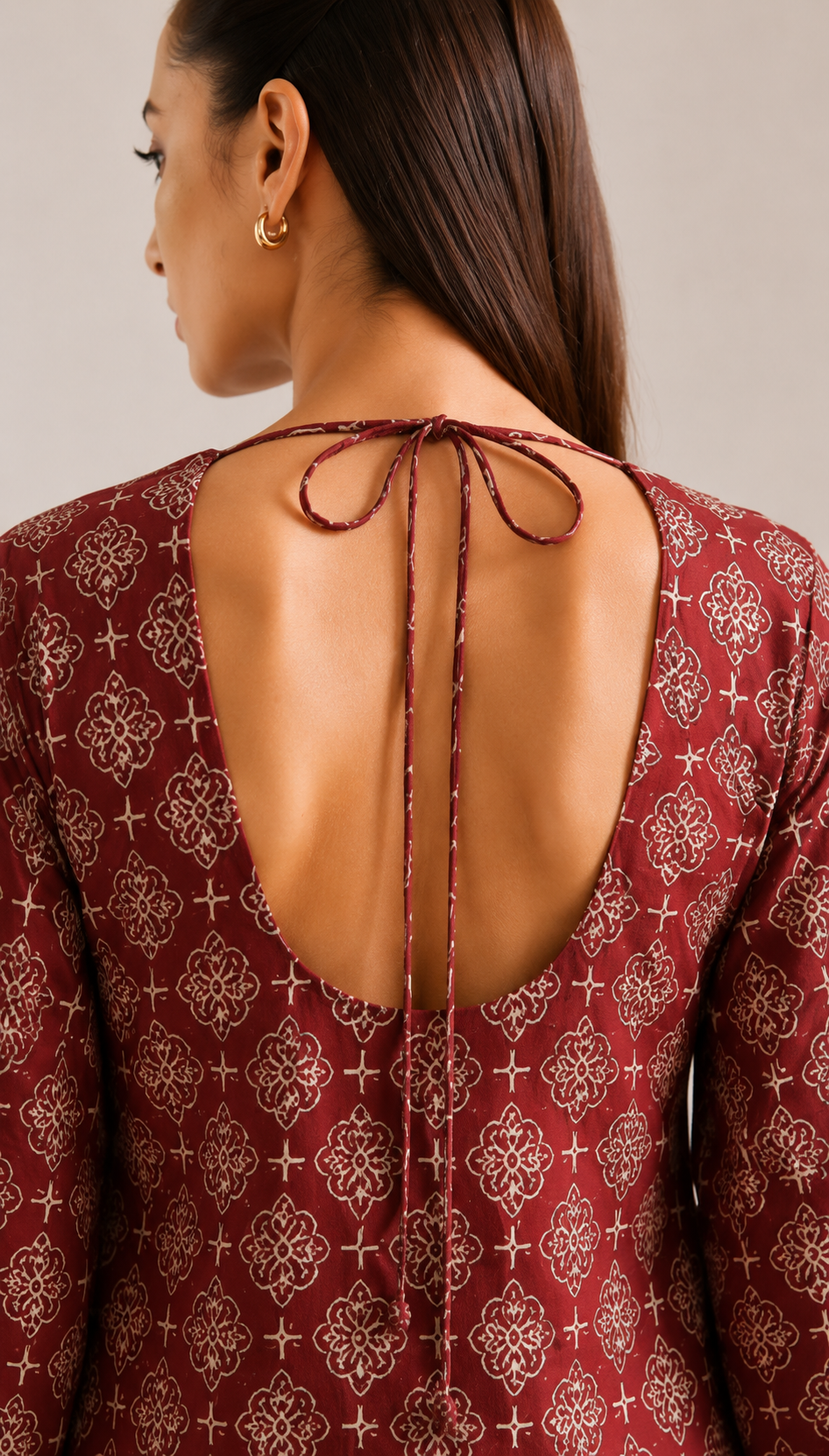 Maroon Medallion Backless Co-ord Set