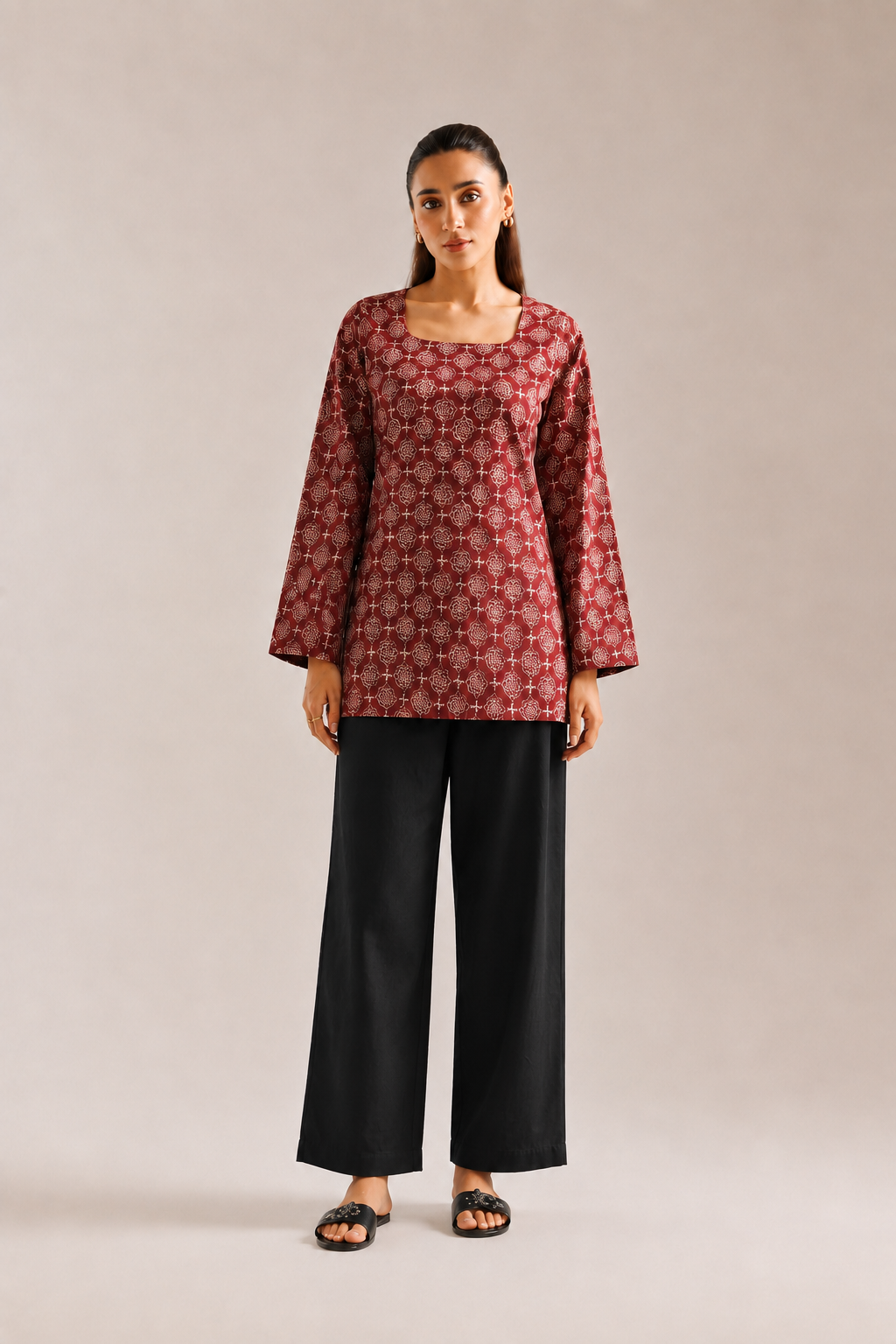 Maroon Medallion Backless Co-ord Set