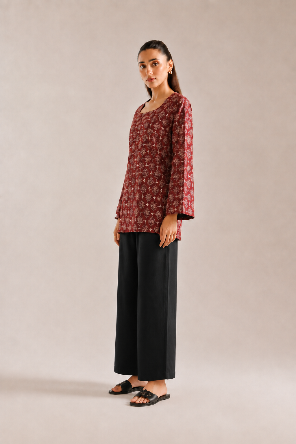 Maroon Medallion Backless Co-ord Set