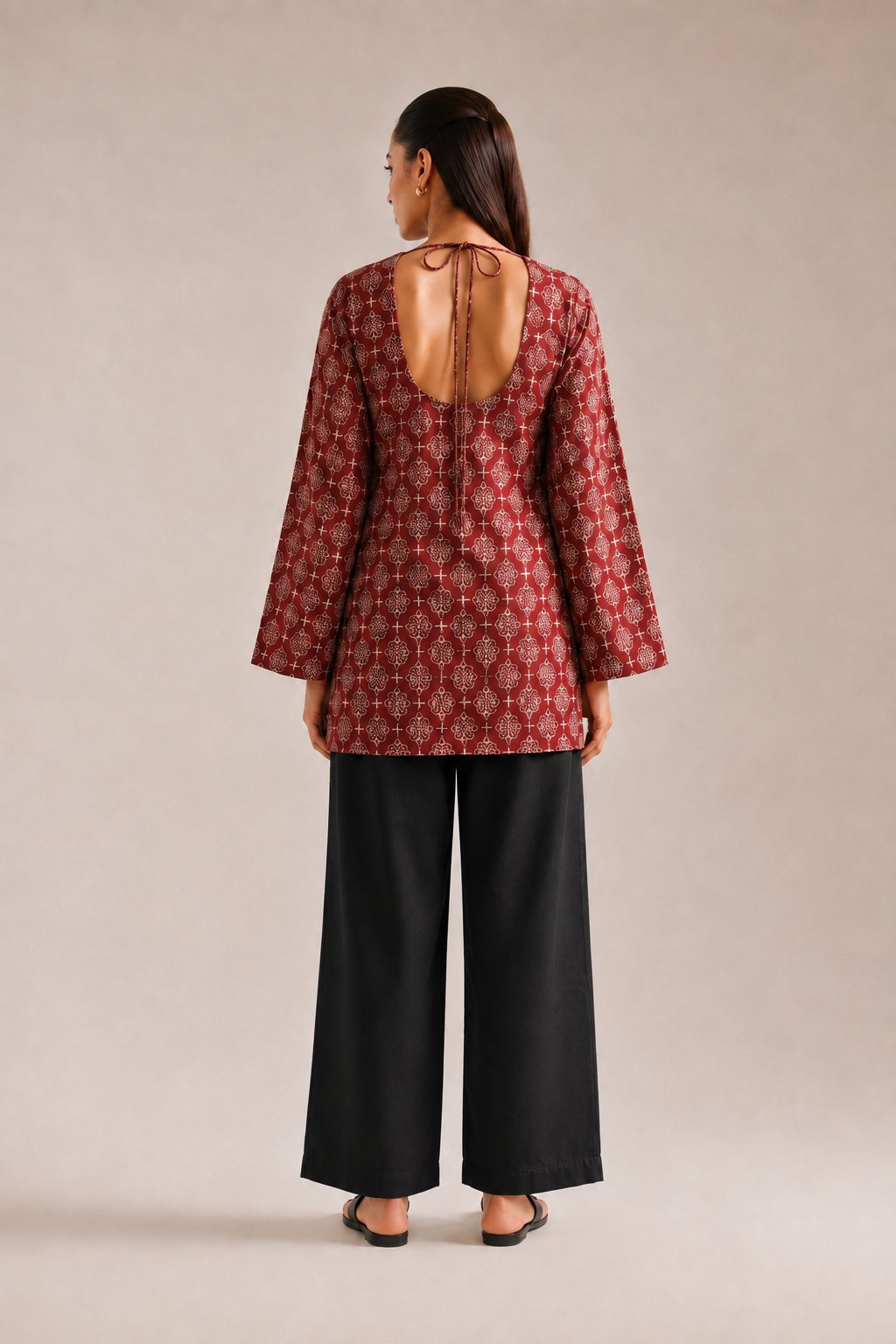 Maroon Medallion Backless Co-ord Set