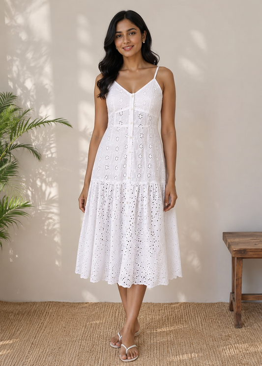 White Riviera Schiffli Dress