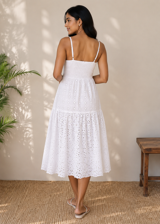 White Riviera Schiffli Dress