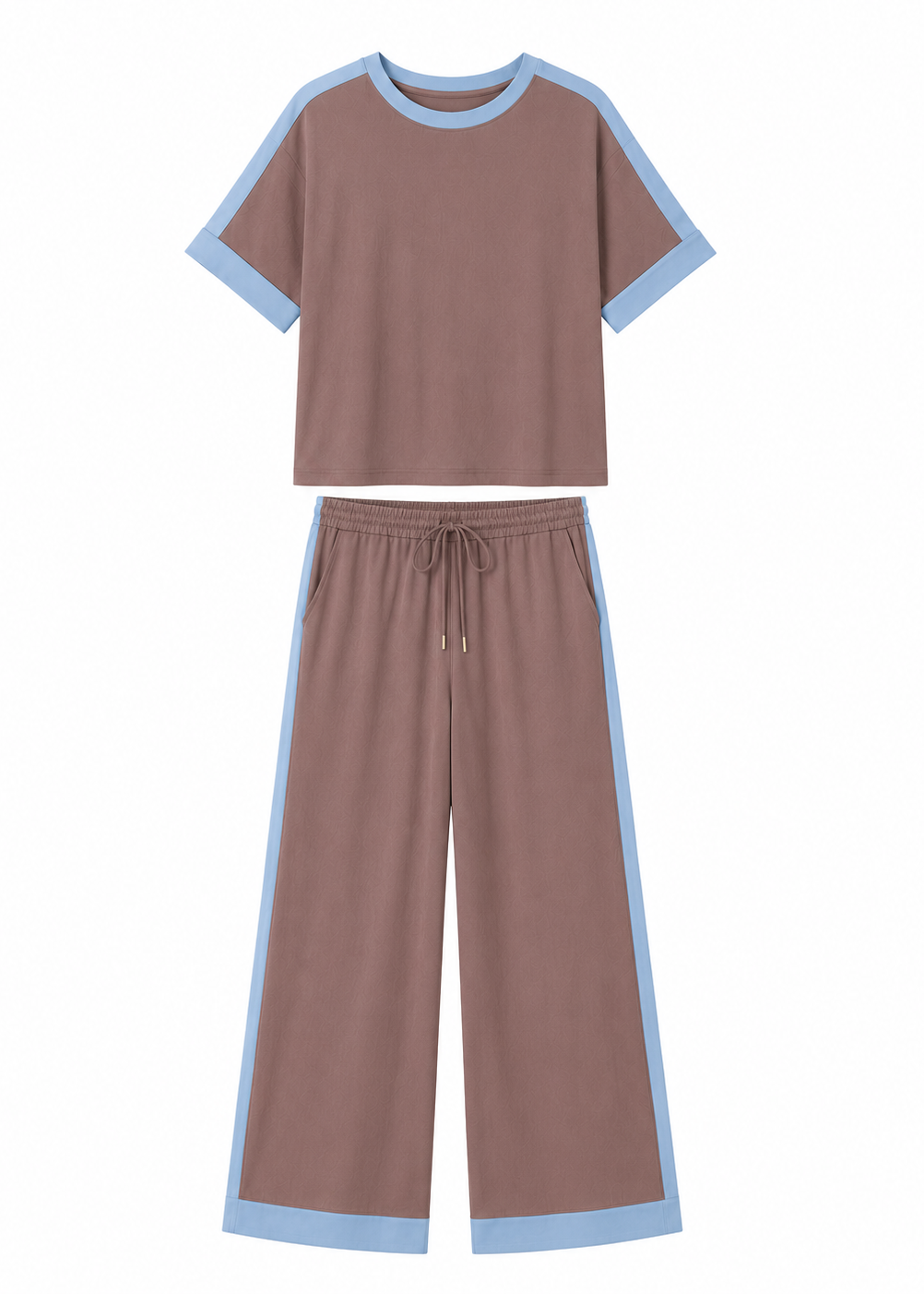 Mocha Blue Contrast Lounge Co-Ord Set