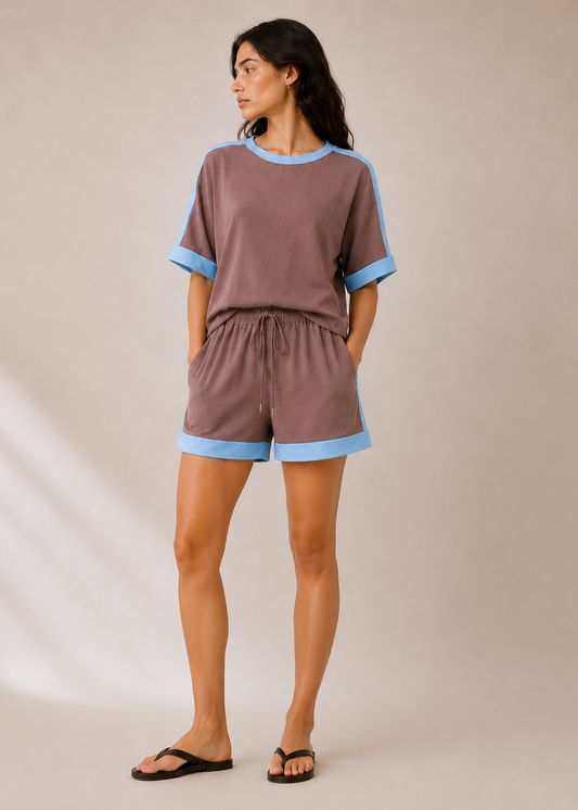 Mocha Blue Lounge Co-Ord Set