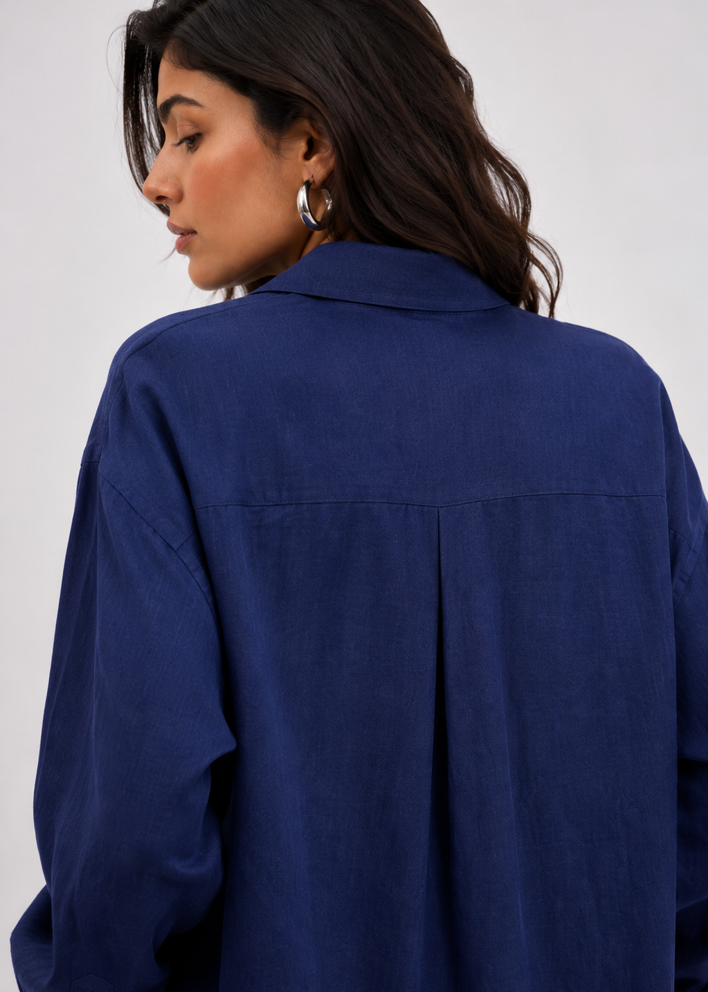 Navy Blue Cotton Flex Linen-Blend Co-ord Set