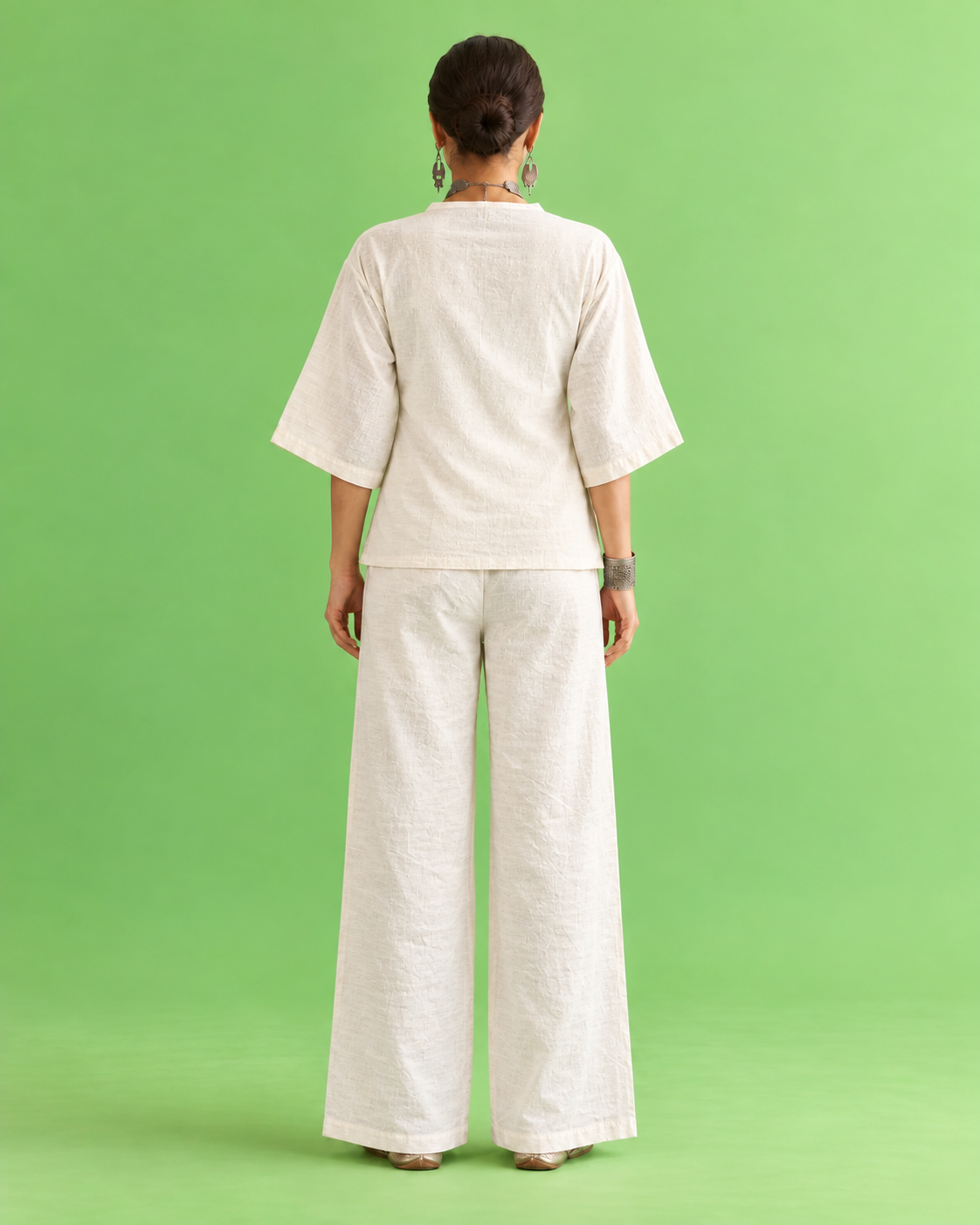 Beige Linen Angrakha Co-ord Set