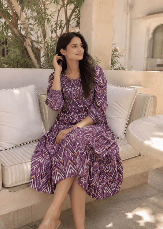 Ikat Print Tiered Maxi Dress