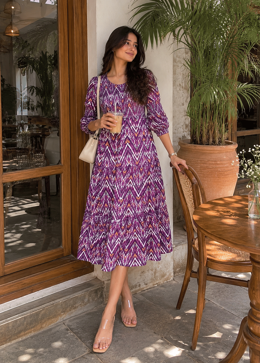 Ikat Print Tiered Maxi Dress