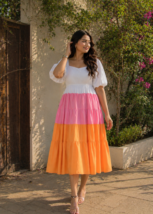 Mokosaga Elegant Colorblock Dress