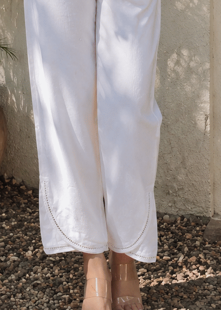 Pure Cotton White Regular Pants