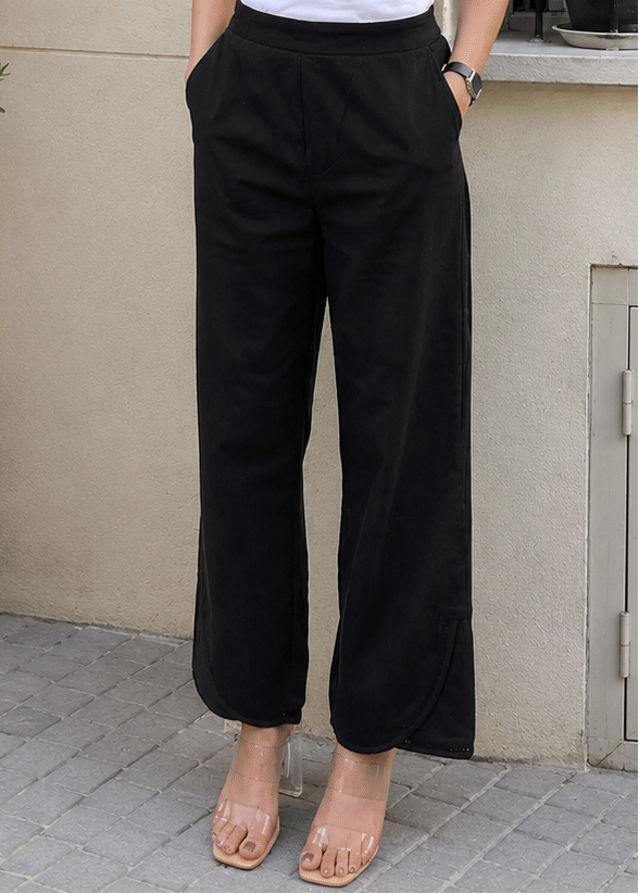 Pure Cotton Black Regular Pants