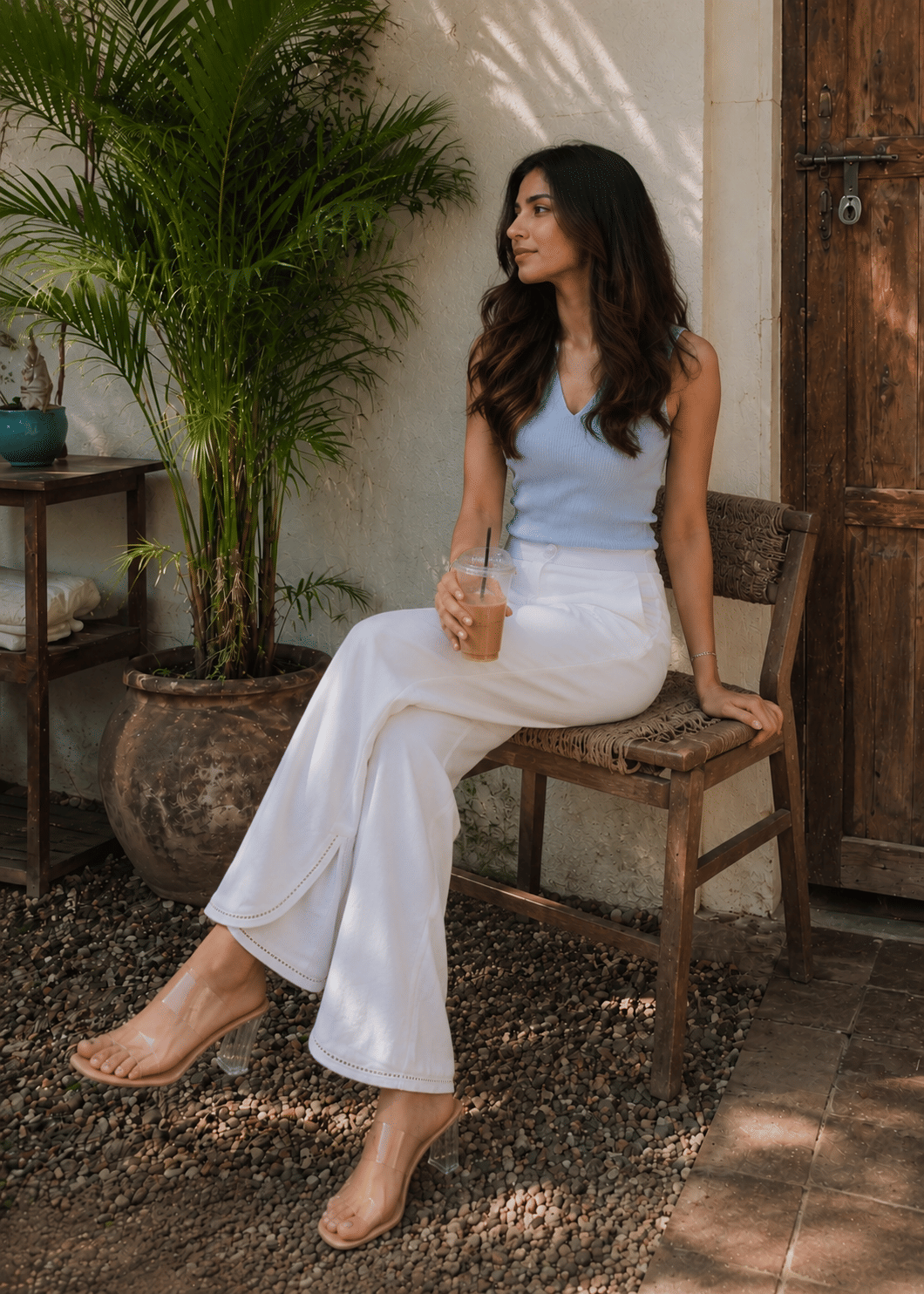 Pure Cotton White Regular Pants