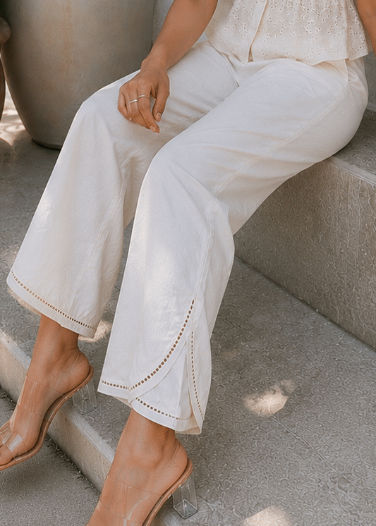 Pure Cotton Cream Regular Pants