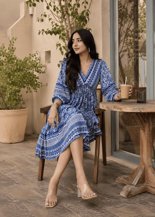 Boho Flared Ethnic Short Dress