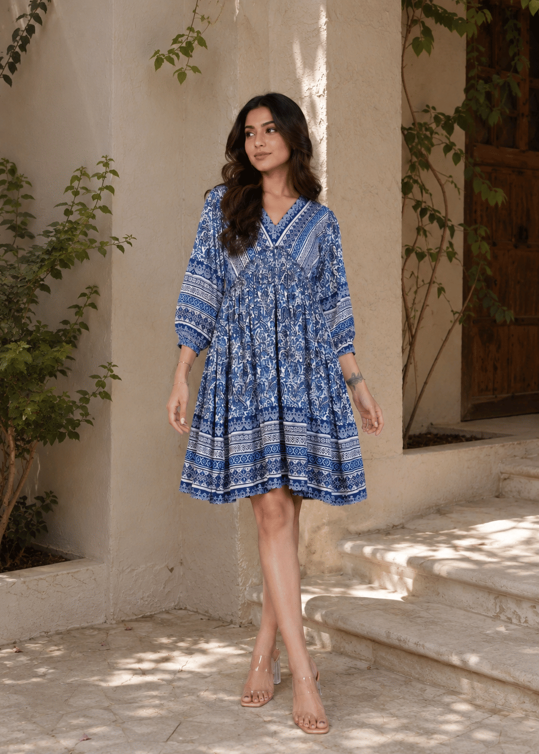Boho Flared Ethnic Short Dress
