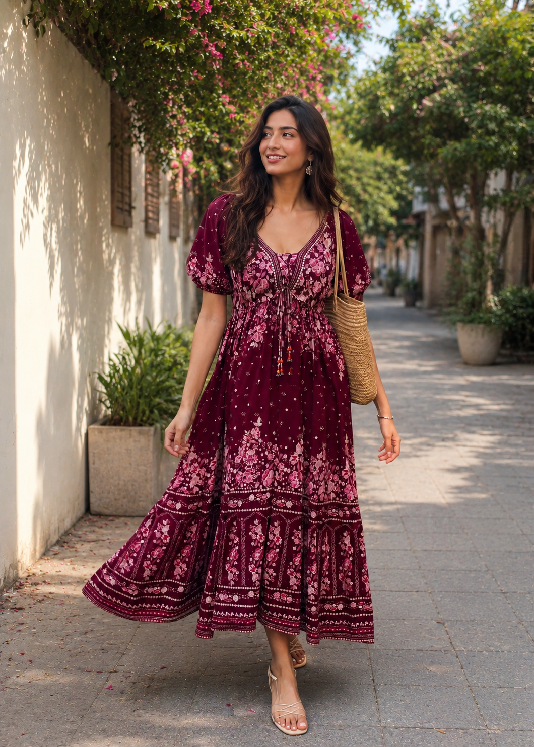 Maroon Floral Dress