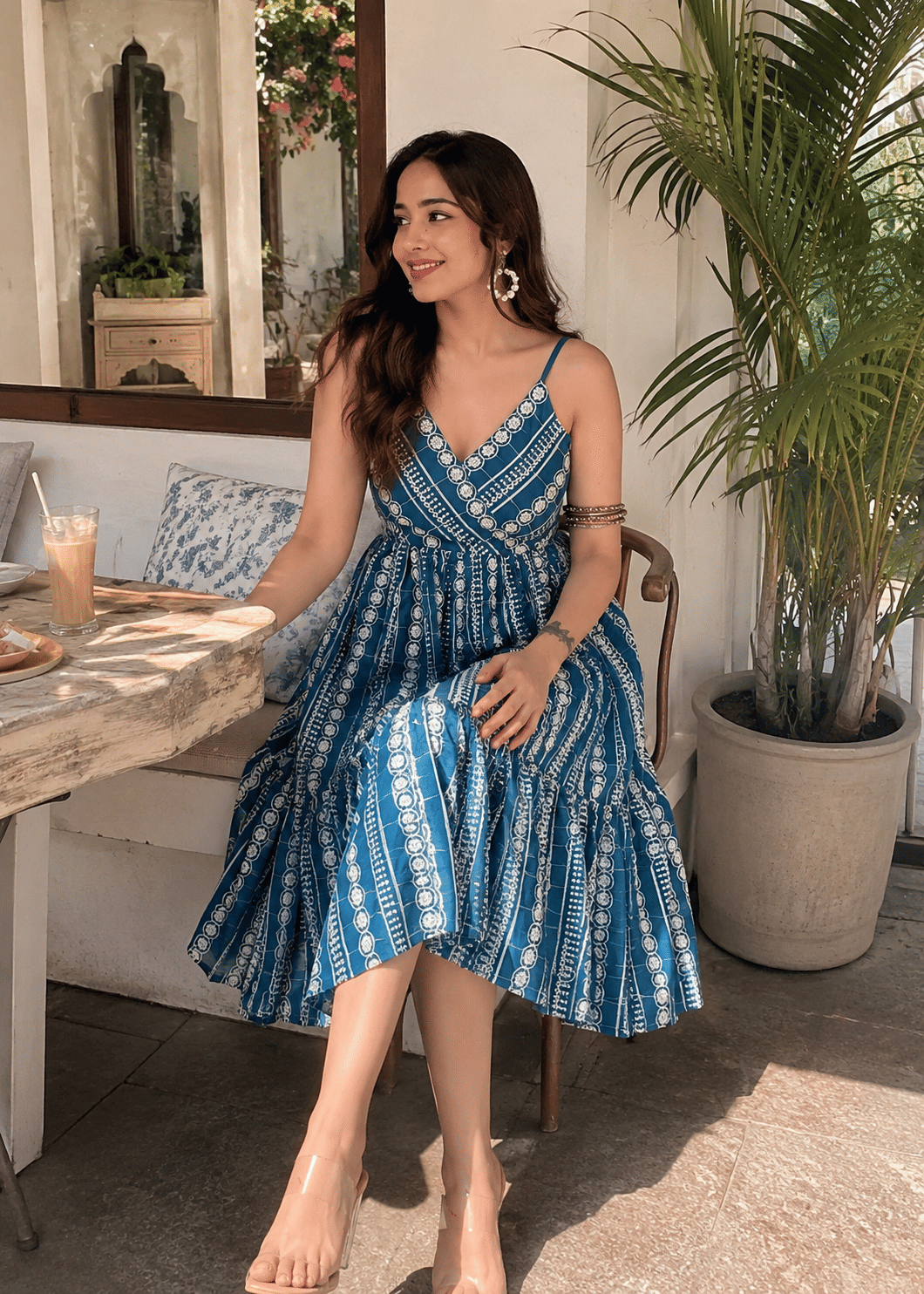 Teal Hand Embroidered Dress