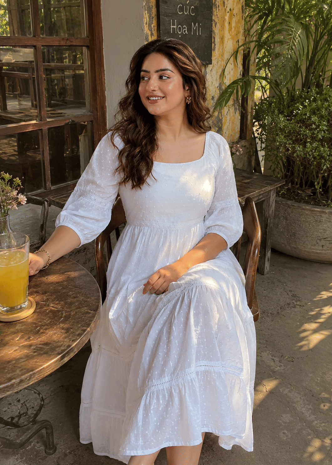 Flared Flowy White Dress