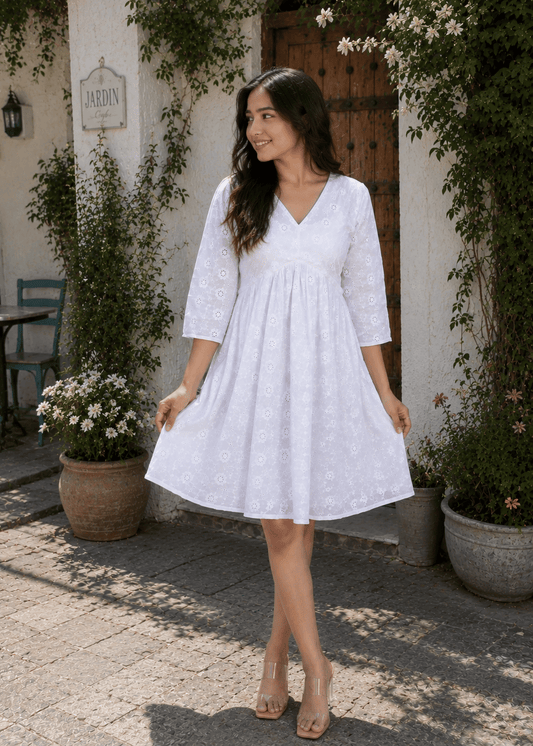 White Eyelet Cotton Dress