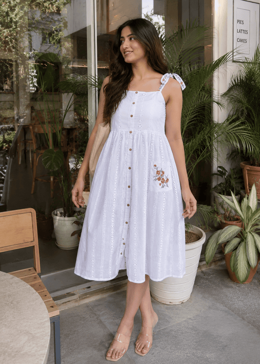 Elegant White A-Line Dress