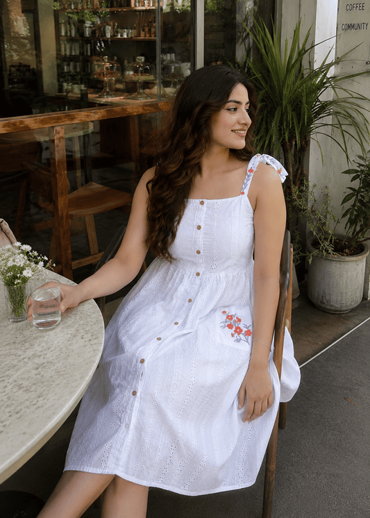 Elegant White A-Line Dress
