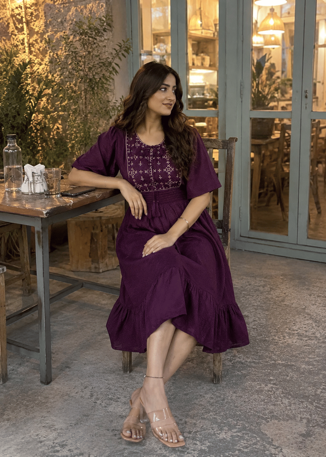 Smocked Waist Flared A-Line Dress