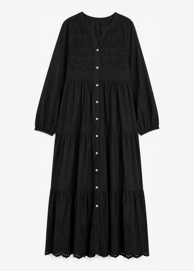 Black Lace Hem Maxi Dress