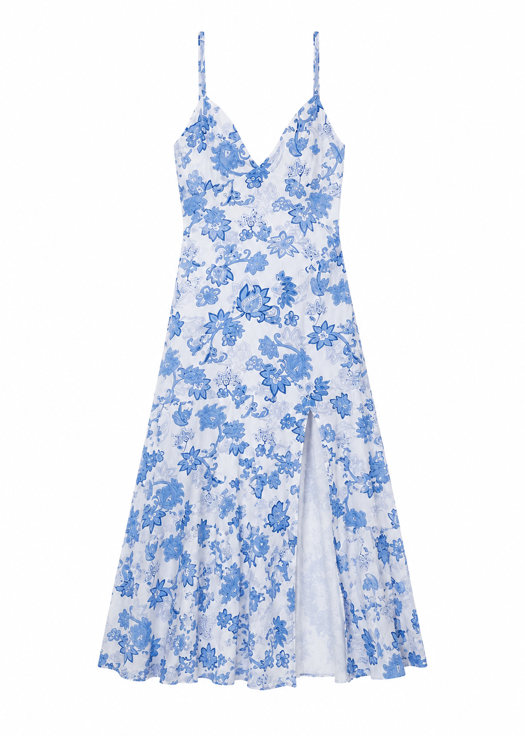 Blue Floral Maxi Slit Dress