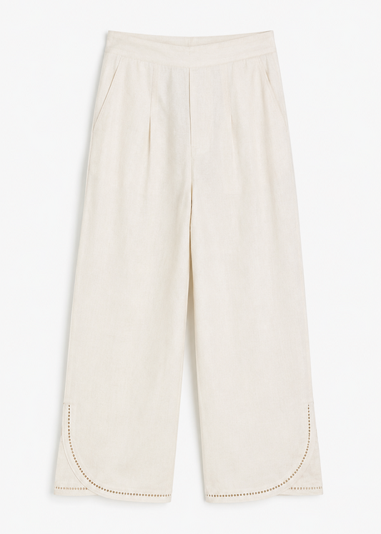 Pure Cotton Cream Regular Pants