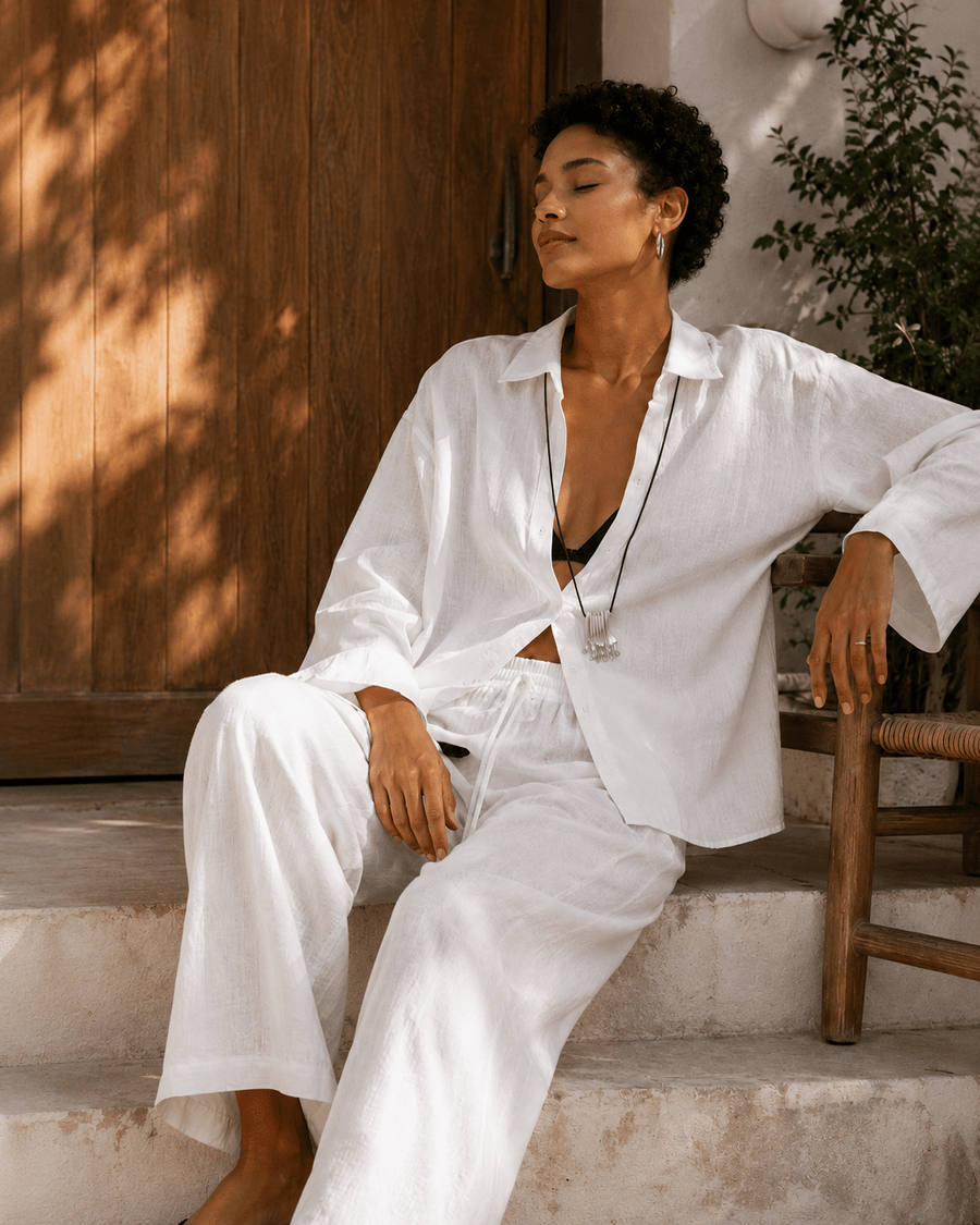 White Linen-Blend Co-ord Set customer photo 4