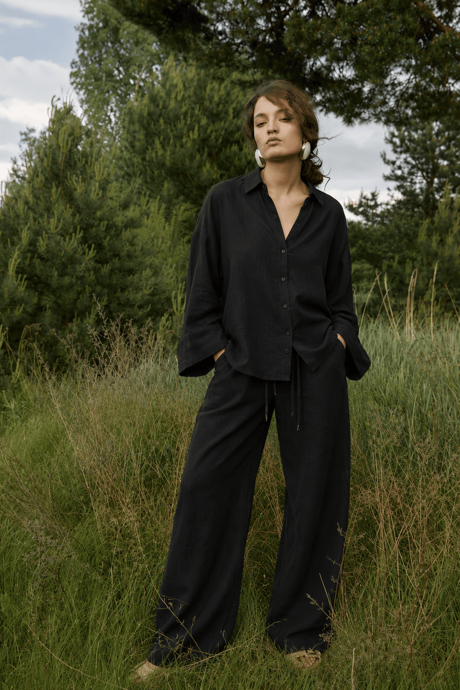 Black Linen-Blend Co-ord Set customer photo 5