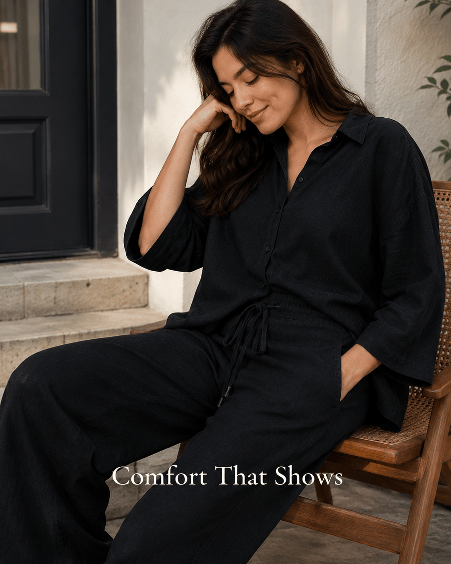 Black Linen-Blend Co-ord Set customer photo 2