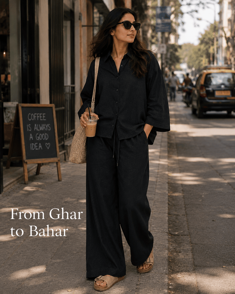 Black Linen-Blend Co-ord Set customer photo 3