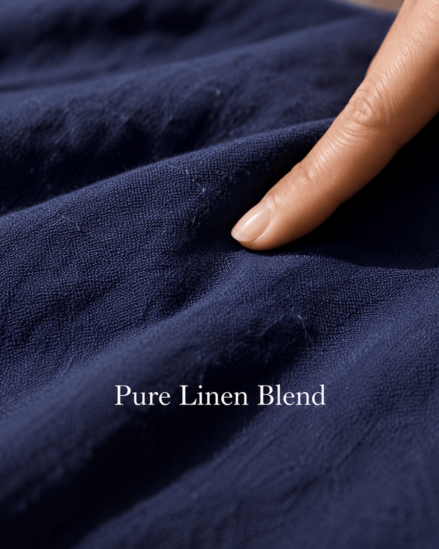 Navy Blue Linen-Blend Co-ord Set customer photo 1