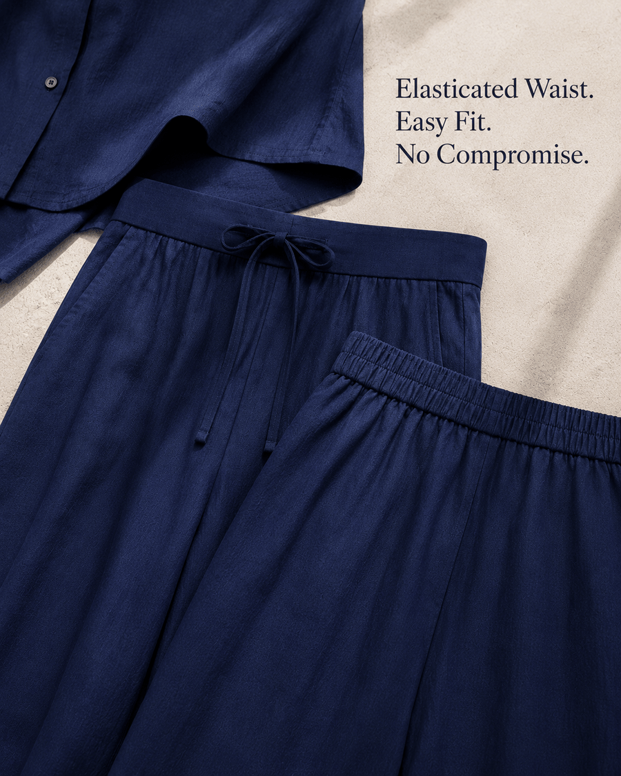 Navy Blue Linen-Blend Co-ord Set customer photo 3