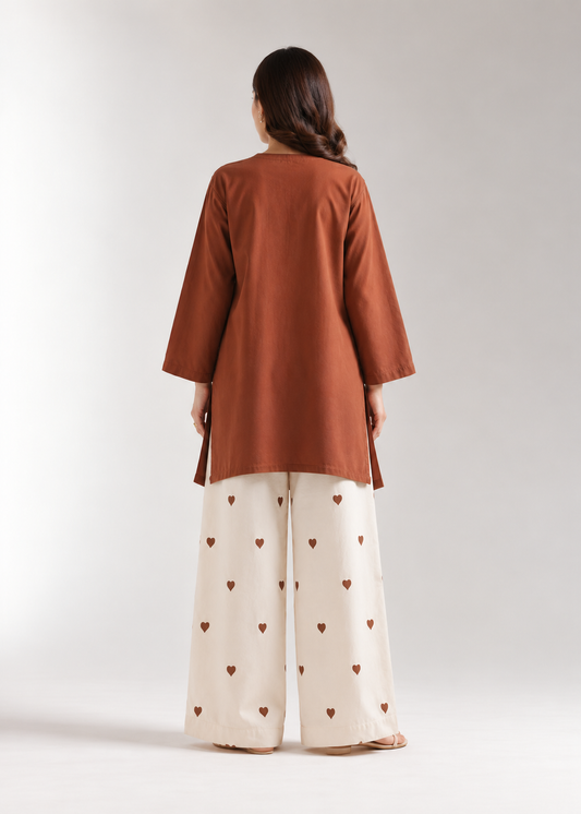 Mocha Heart Pure Cotton Farshi Coord Set