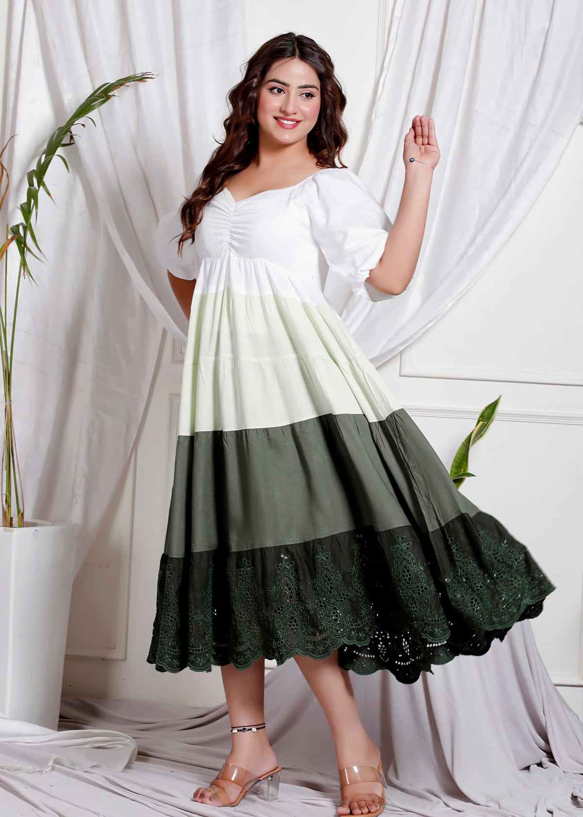 White & Green Ombre Dress