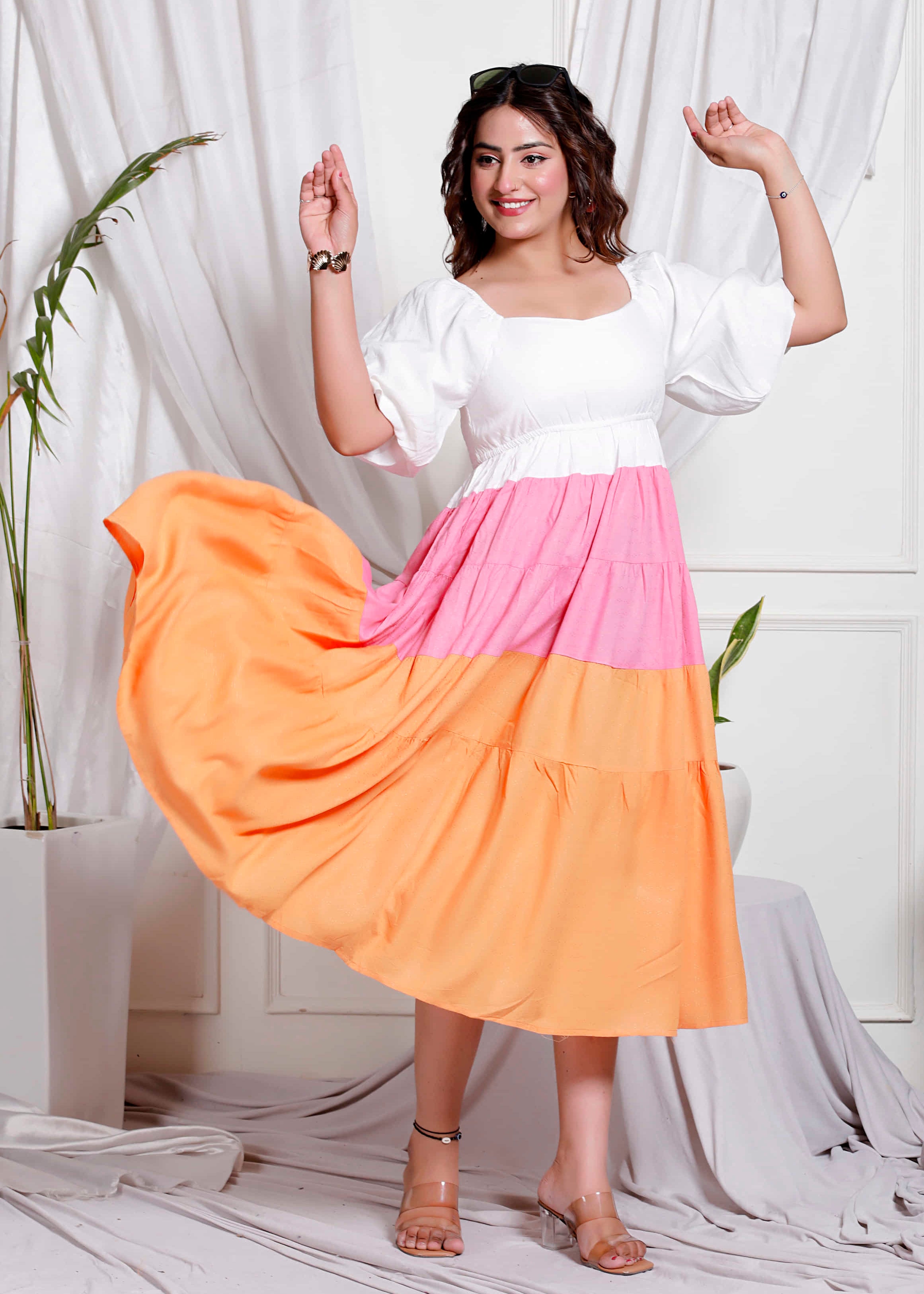 Mokosaga Elegant Colorblock Dress
