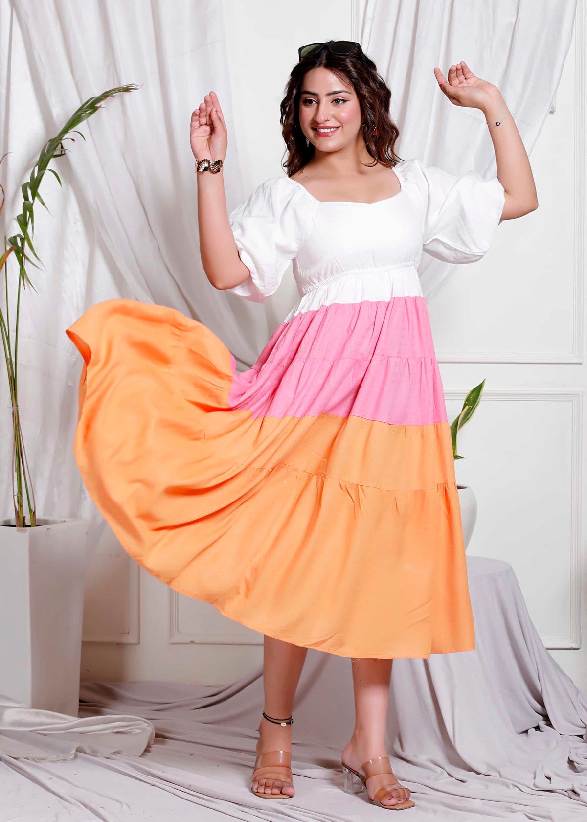 Mokosaga Elegant Colorblock Dress