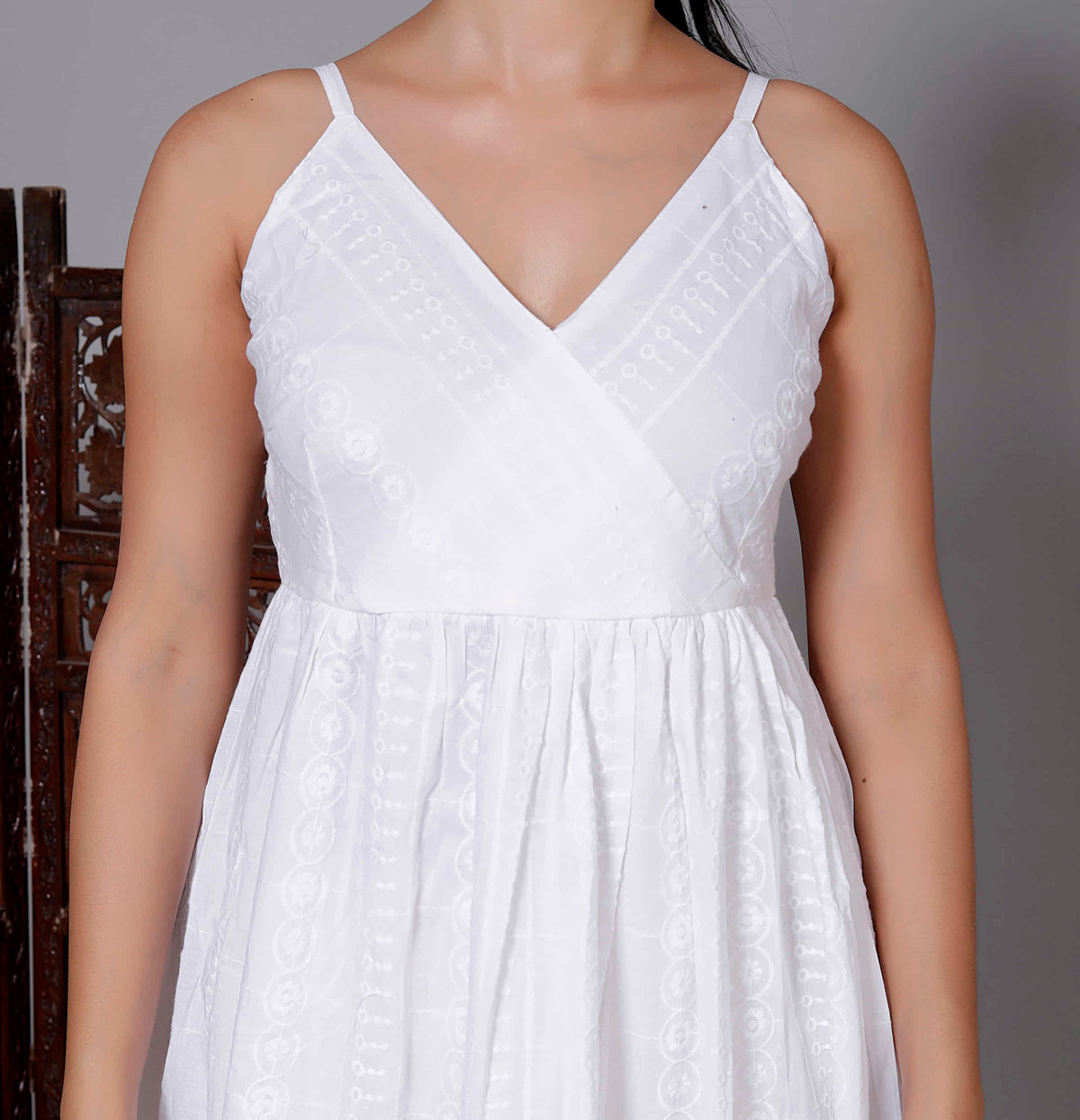 White Spaghetti Tiered Midi Dress