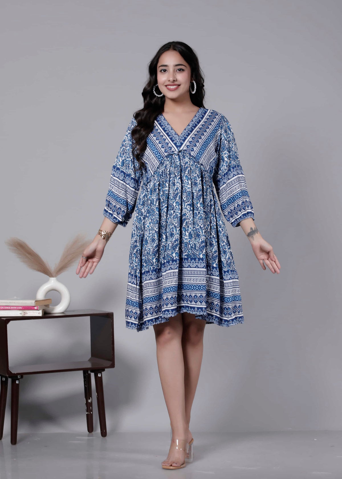 Boho Flared Ethnic Short Dress