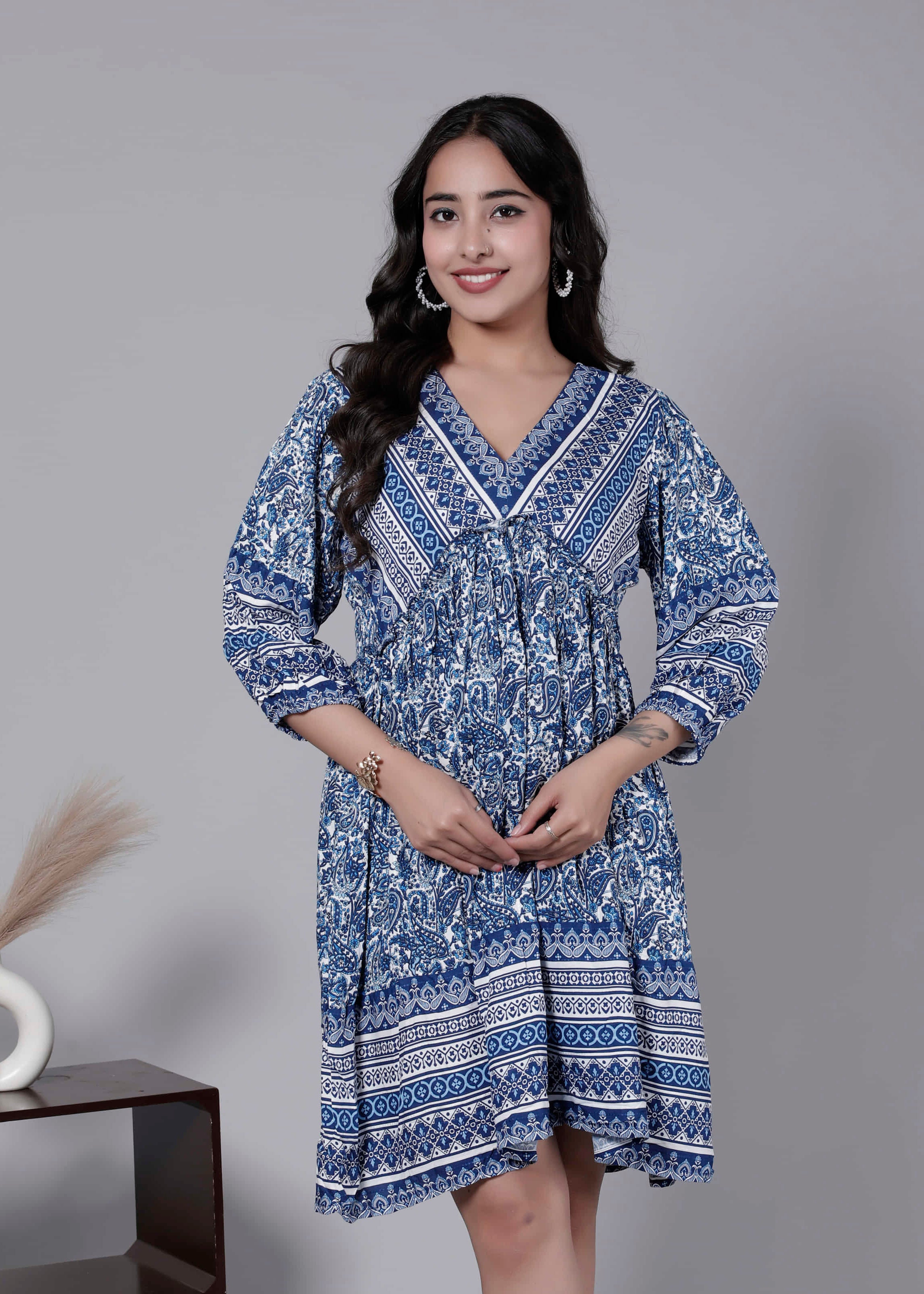 Boho Flared Ethnic Short Dress