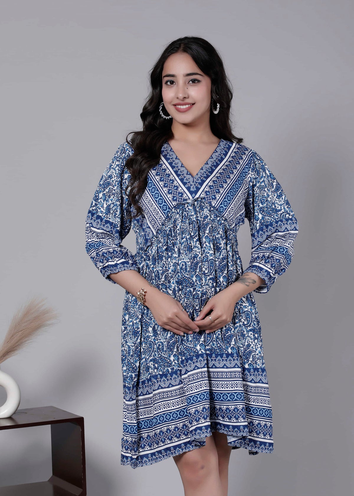 Boho Flared Ethnic Short Dress