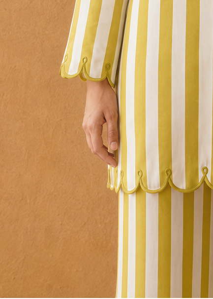 Vanya Lime Stripe Embroidered Cotton Co-ord Set