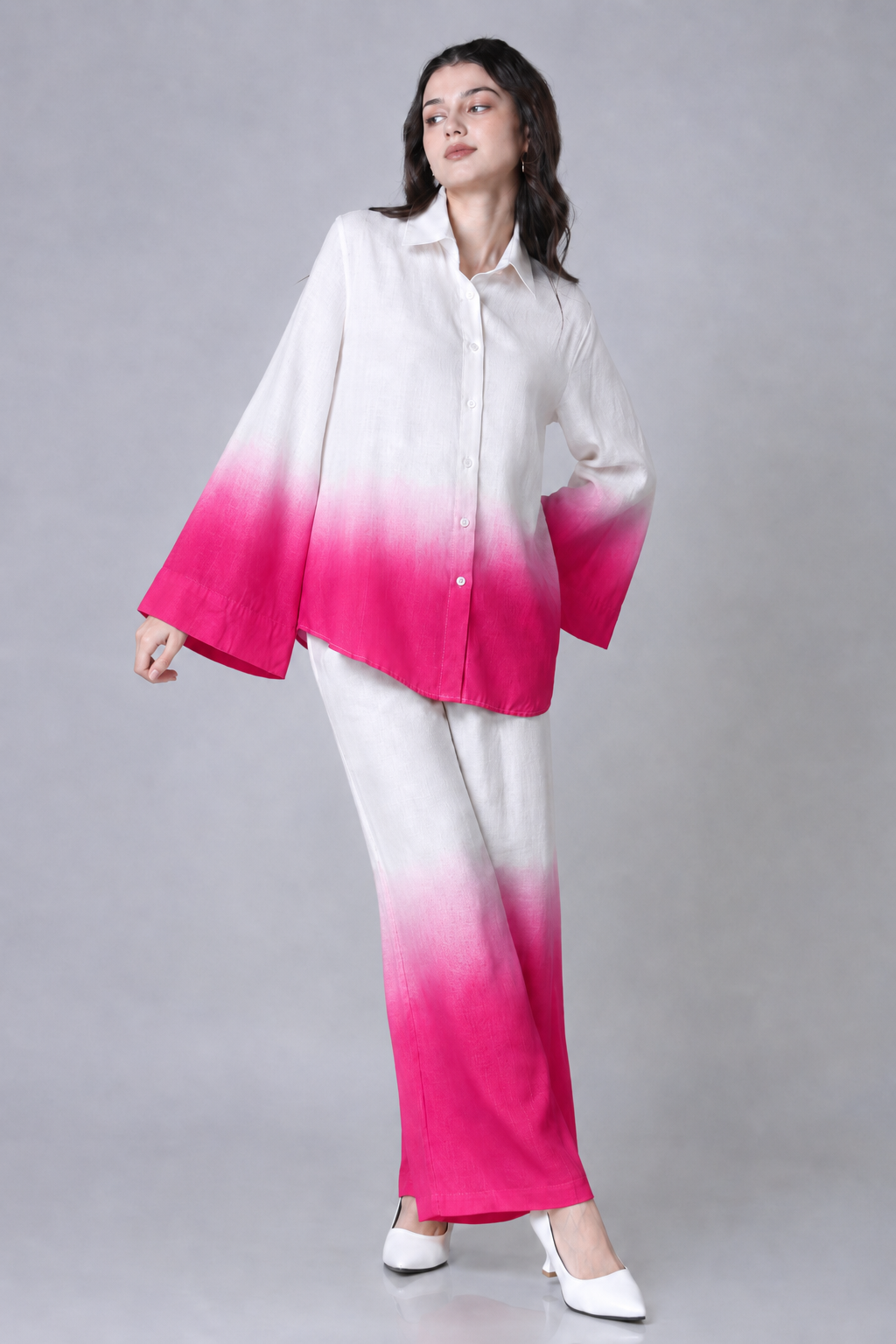 Pink Ombre Linen-Blend Co-ord Set